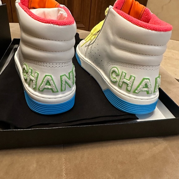 Authentic New With Tags Chanel Calfskin HighTop Sneakers - Picture 8 of 9